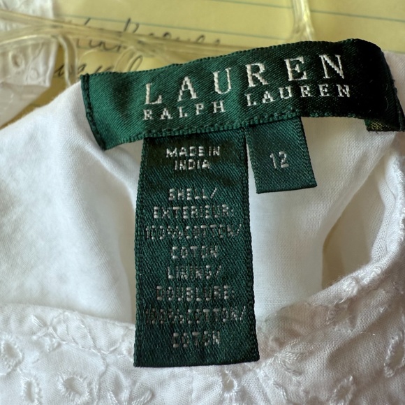 Ralph Lauren White Eyelet Sundress Sz 12 Sweetheart Neckline Wide Straps A-Line - Picture 11 of 11